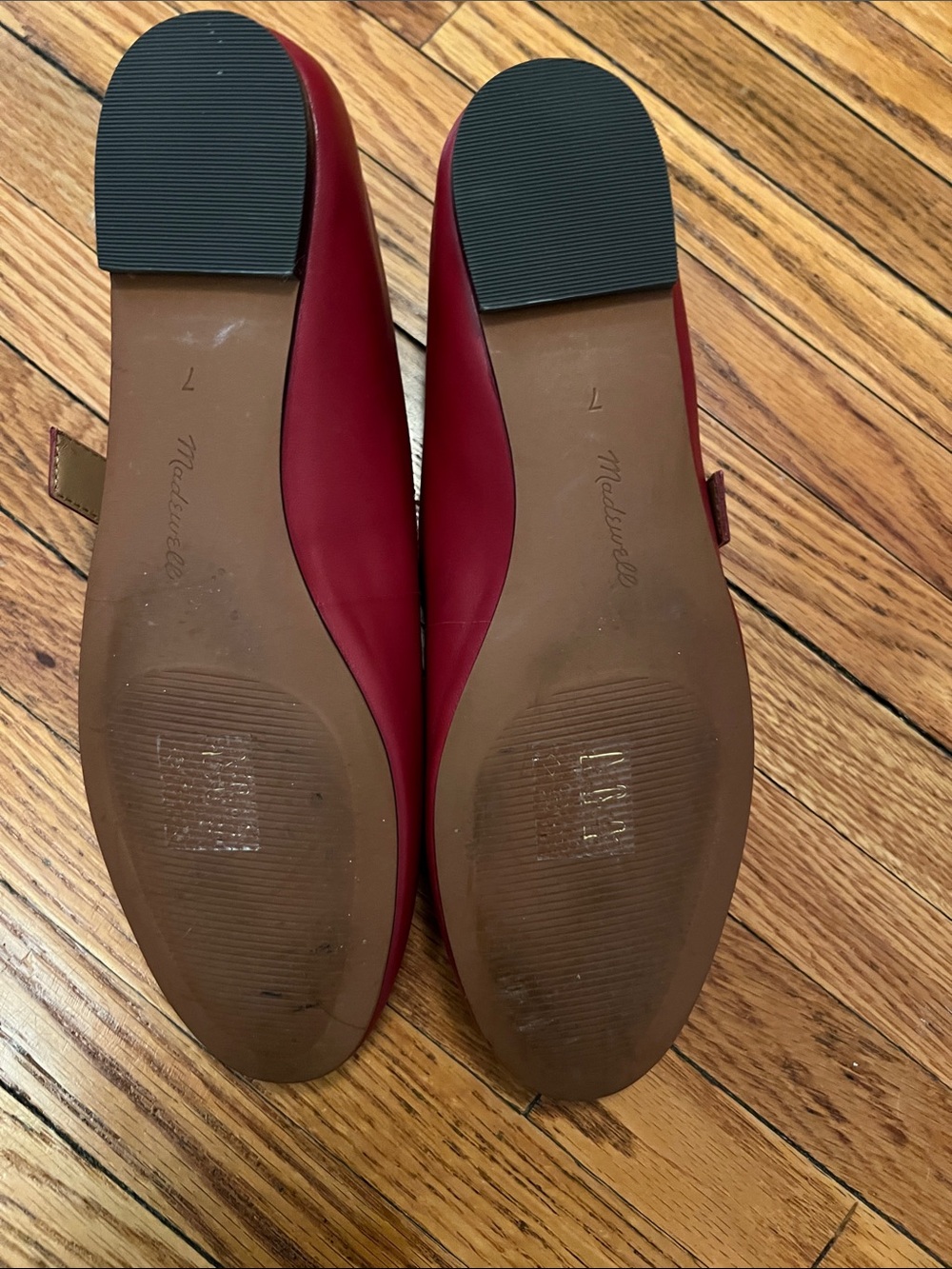 Madewell Red Mary Jane Flats with Buckle Strap - Picture 5 of 8